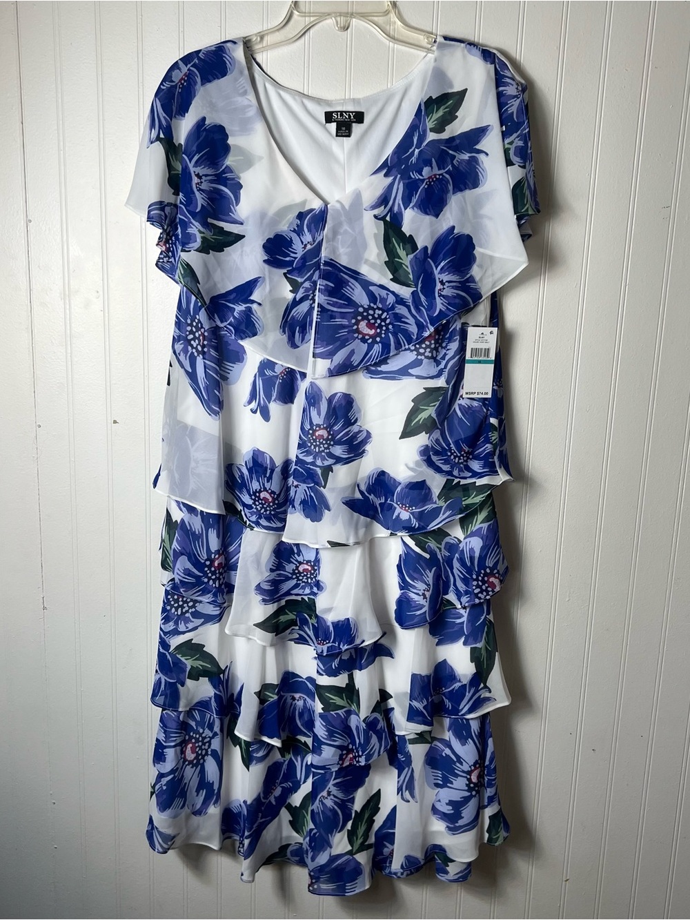 SLNY Ruffle Tiered Chiffon Dress  16